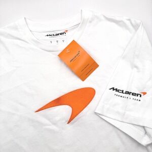 McLaren T-Shirt Men Medium White Embroidered Logo F1 Racing Castore New